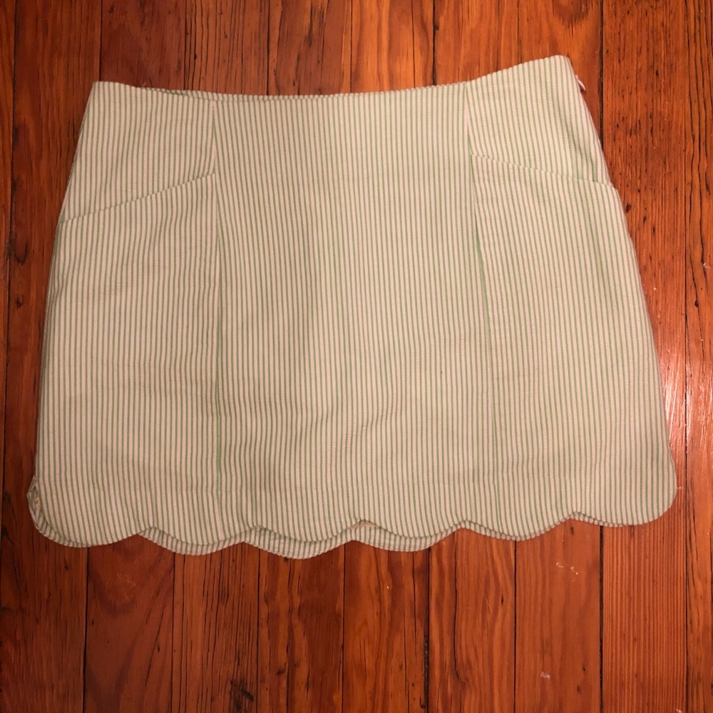 Lilly Pulitzer Green Seersucker Scalloped Skirt